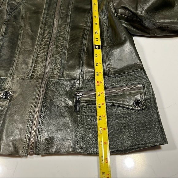Bernardo Green Leather Moto Jacket PL - Picture 14 of 14